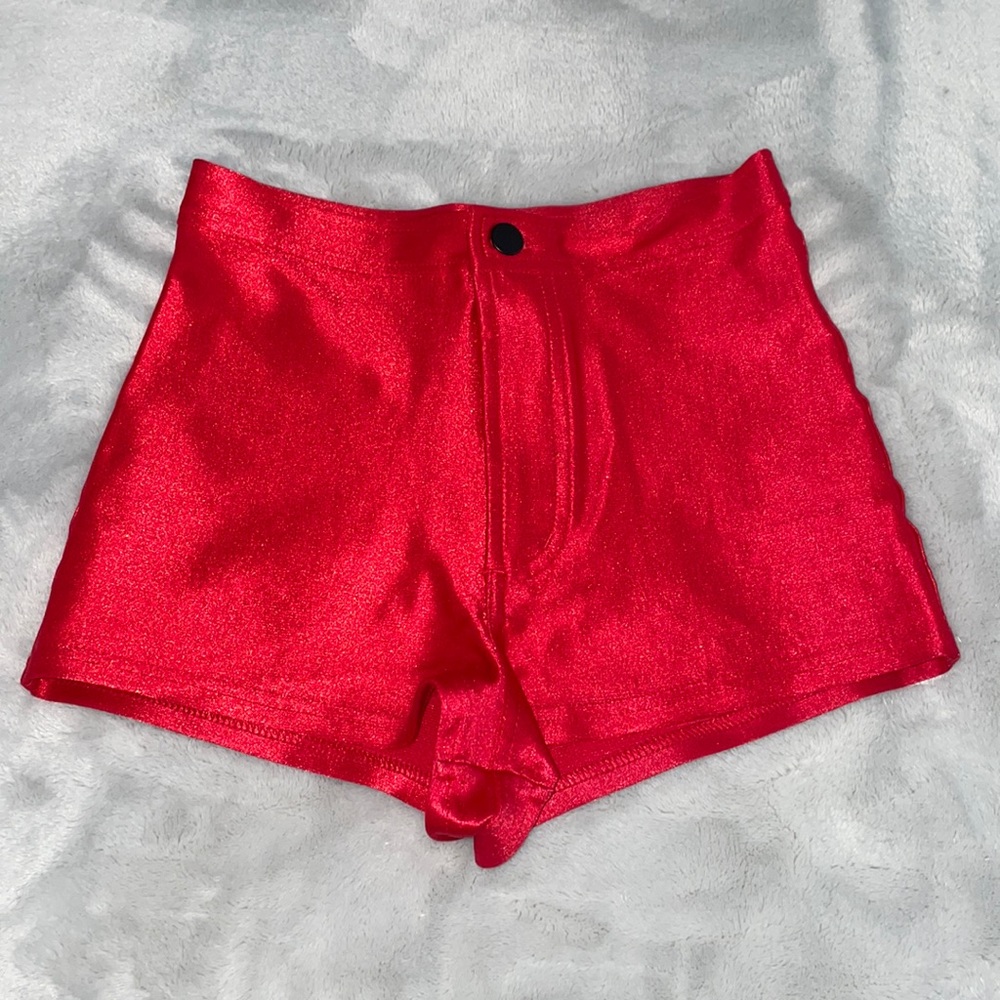 AMERICAN APPAREL Red Disco Shorts- Small